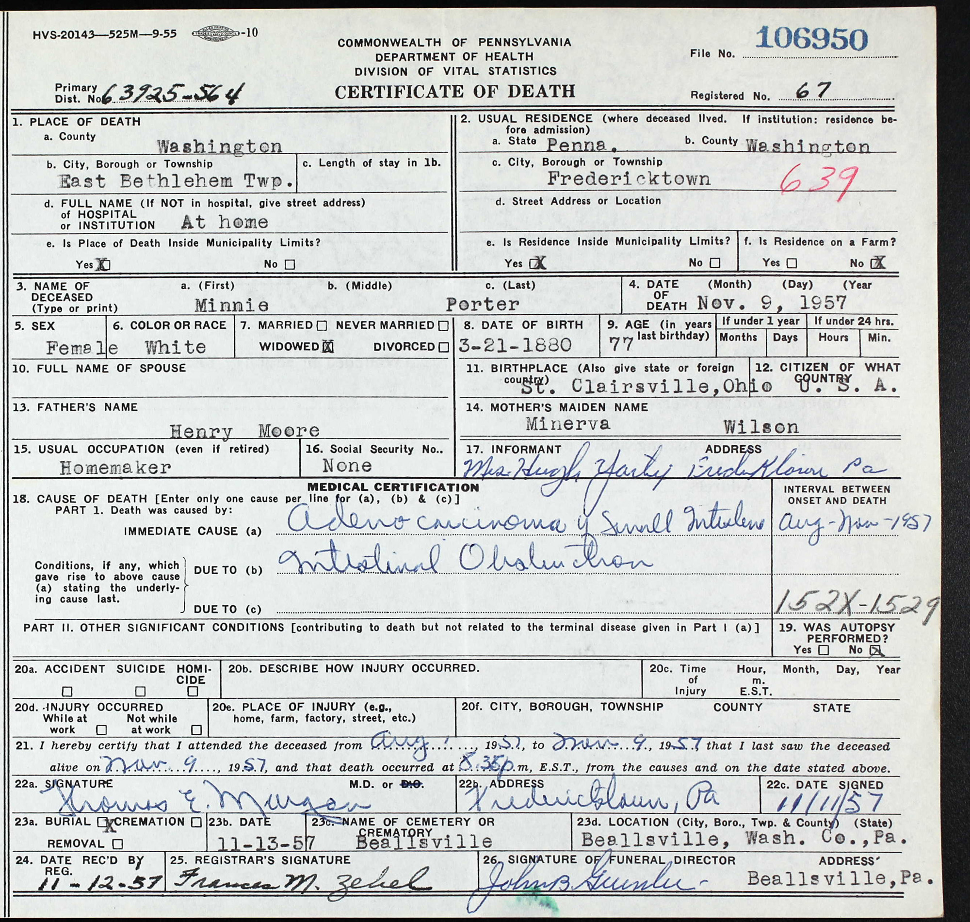 death certificate